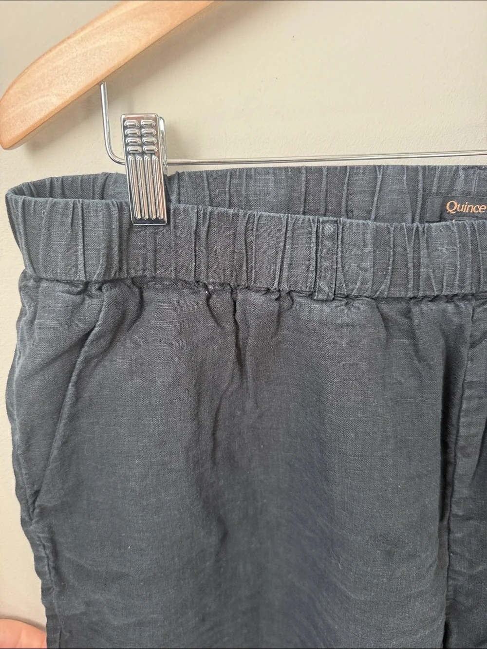 Quince Black 100% European Linen Pull On Pants XL Cropped